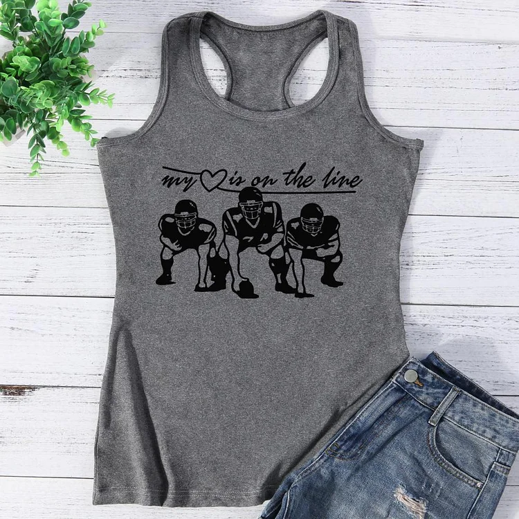 Football My Heart Is On The Line Vest Top-Annaletters