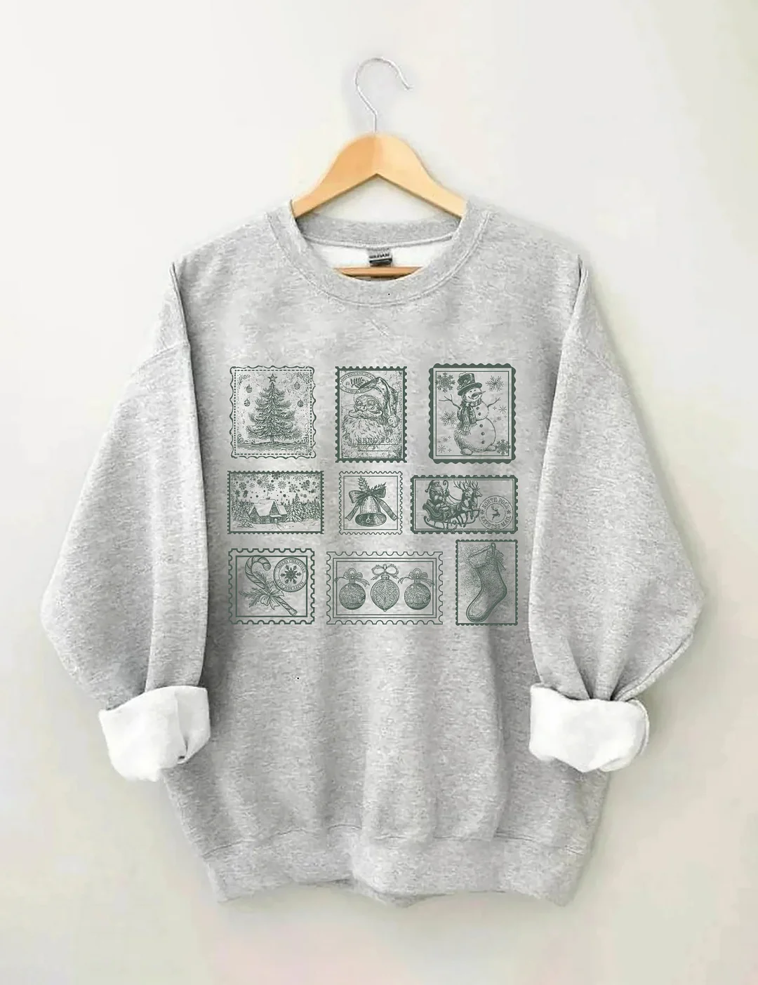 Retro Christmas Postage Stamp Sweatshirt