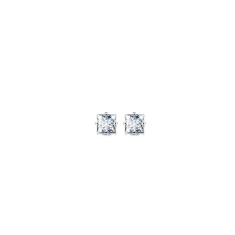 1 Pair Minimalist Square Inlay 304 Stainless Steel Zircon Ear Studs