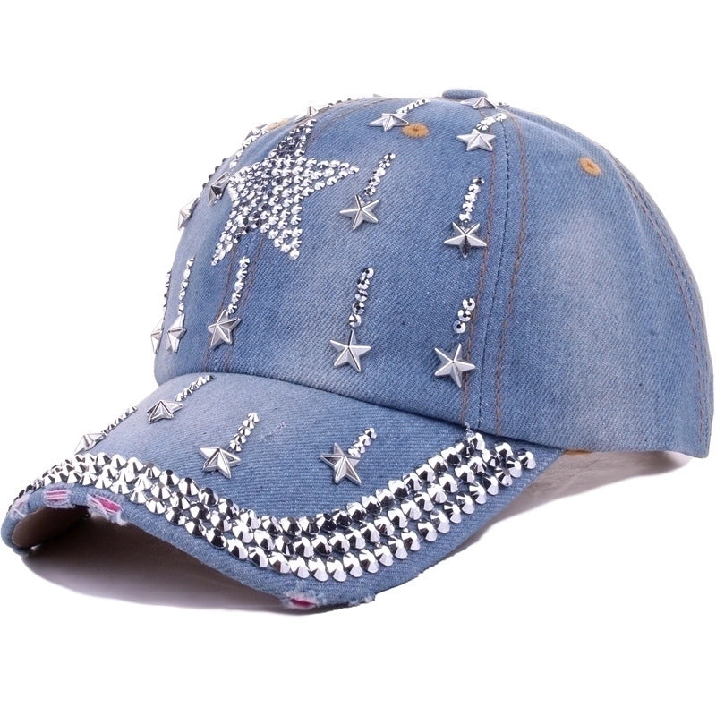 Unisex Classic Style Star Rhinestone Baseball Cap