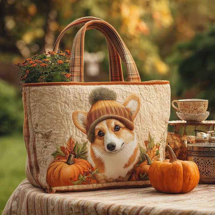 Fall Corgi Joy Quilted Tote Bag NCU0TH2771