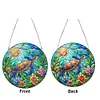 (Upgrade Size)DIY Diamond Painting Art Double Sided Effect Pendant Colorful Stained Glass Hanging Ornament Kit(Sea Turtle)