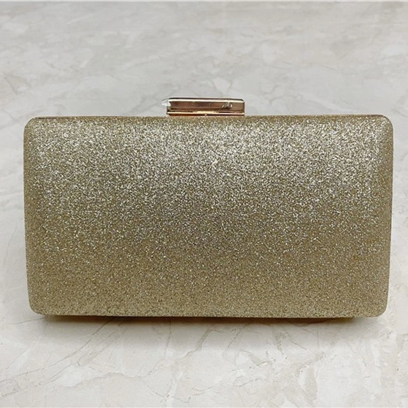 Silver Black Red Pu Leather Metal Solid Color Square Evening Bags