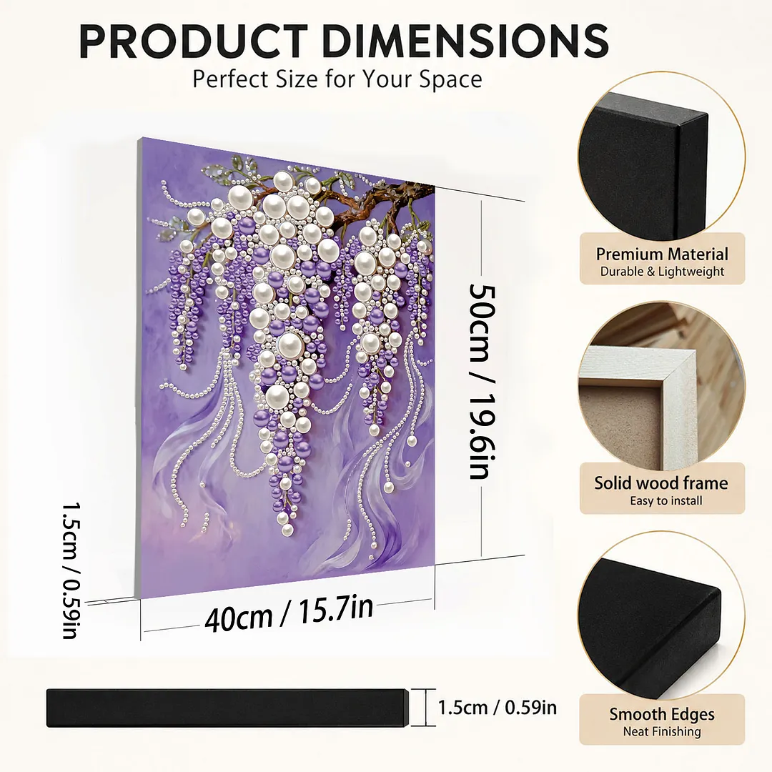 Grape Framed DIY Pearl Painting Kit for Adults 40x50cm