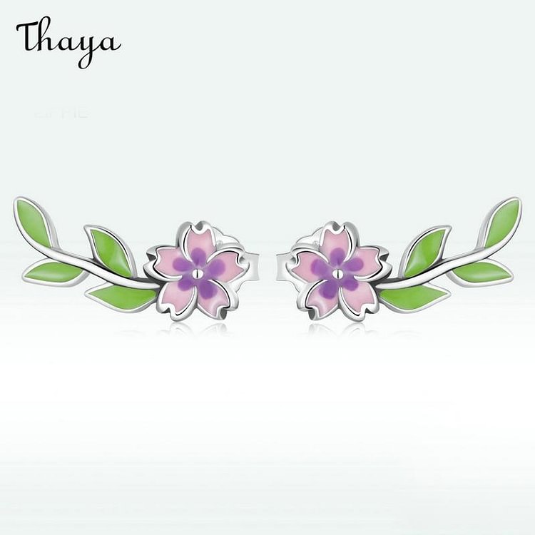 Thaya 925 Silver Flower Leaf Earrings