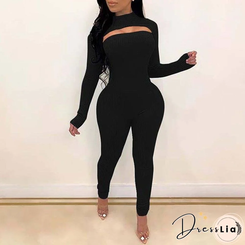 Autumn Crop Top Set Women Club Outfits Ladies Sexy Jumpsuit Sets Female Jump Suits For Women