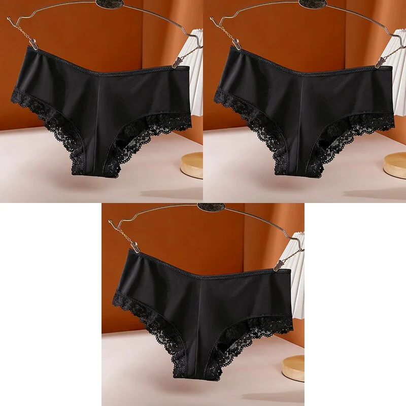 Billionm Sexy Women's Panties Low-Rise Hollow Out Cross Underwear Ice Silk Lace Female Comfort Seamless Lingerie