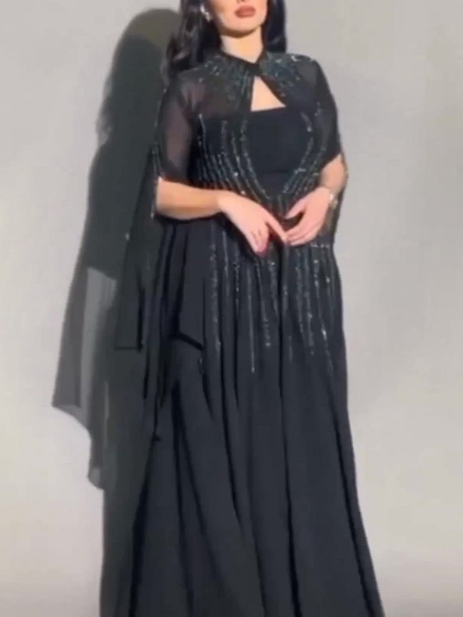 Sleeveless Bandeau Maxi Dress and Long Sleeve Sheer Outerwear Set | Oxredo Shop Ramadan Sale
