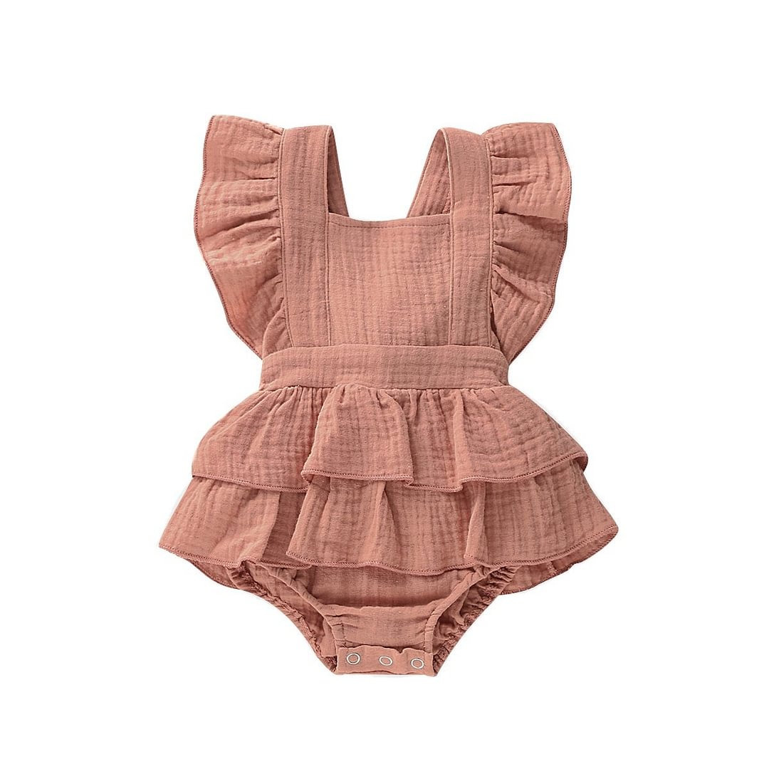 2019 Baby Summer Clothing Newborn Baby Girl Clothes Sleeveless Ruffle Bodysuit Backless Sunsuit Layered Jumpsuit Overall Outfits