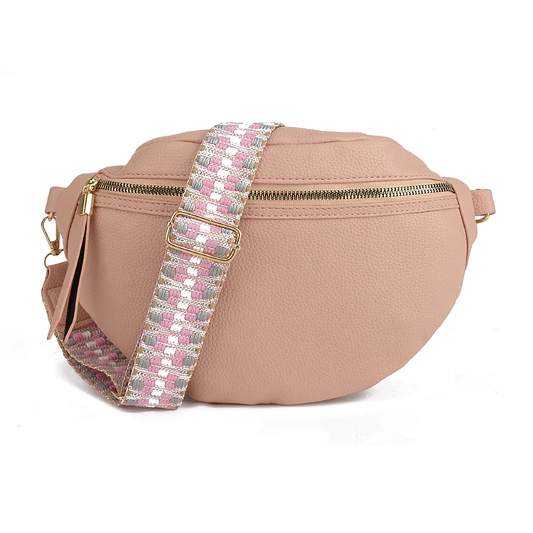 Chest Bag Casual Crossbody Bag Solid Color Woven Guitar Strap for Outdoor Hiking