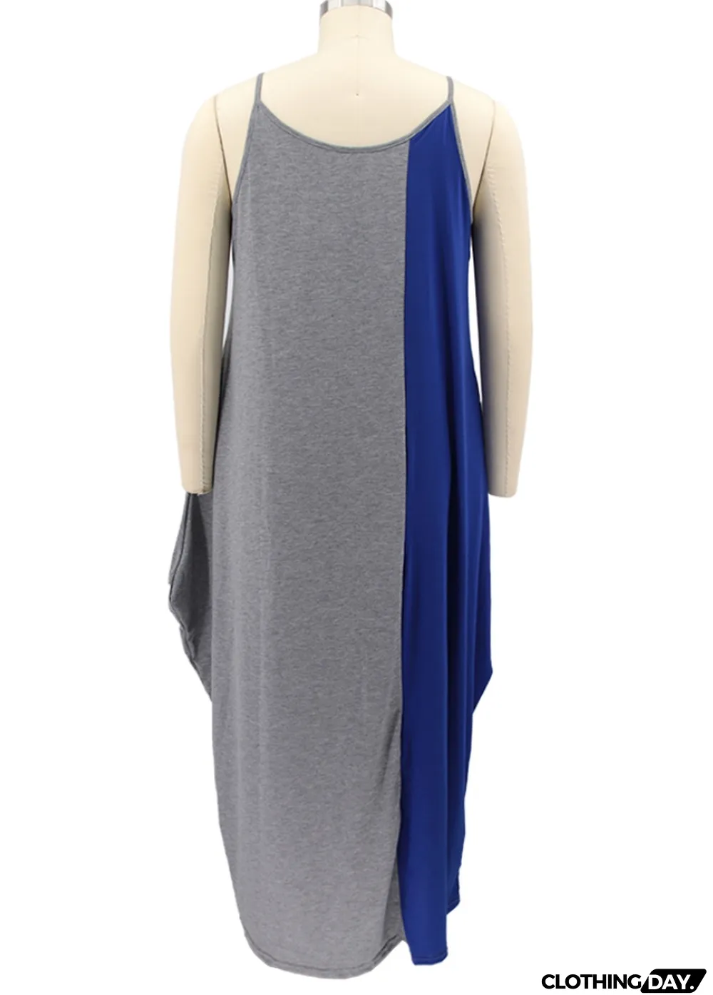 Summer Plus Size Contrasted Color Sleeveless Long Maxi dress