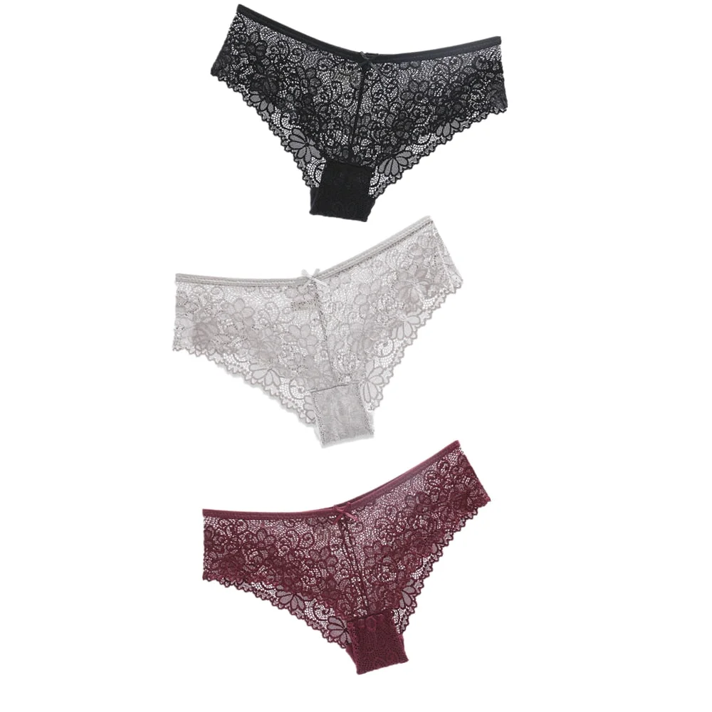 3Pcs Hot Panties for Woman Underwear Sexy Lace Breathable Soft Lingerie Female Briefs Panty Sexy Transparent Women's Underpants