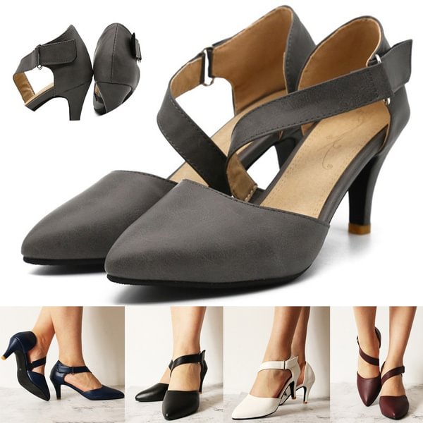 Fashion Women Leather High Heels Dress Shoes Pointed Toe Ankle Boots Thin Heels Pumps - Shop Trendy Women's Clothing | LoverChic