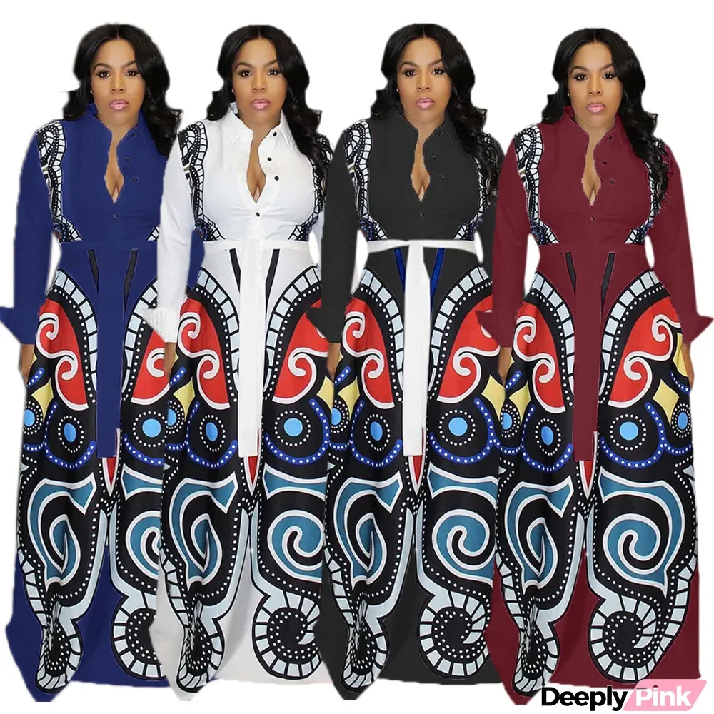 Fashion Casual Printed Shirt And Big Dress
