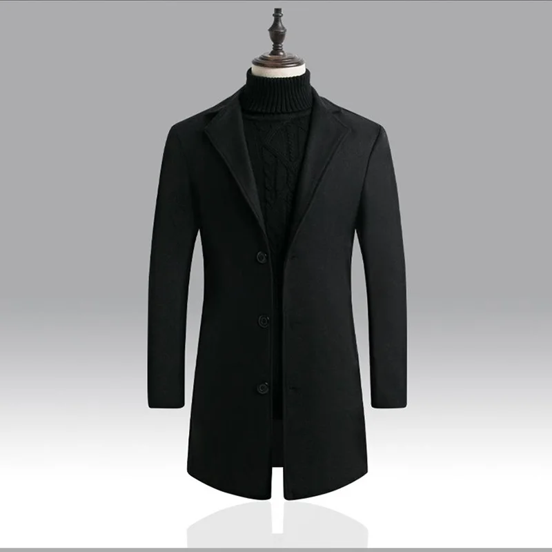 Stand Collar Single Breasted Slim Fit Long Sleeve Coat