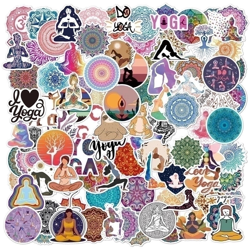 50 Sheets / 1 Package Mandala Yoga Pattern Round Decorative Stickers