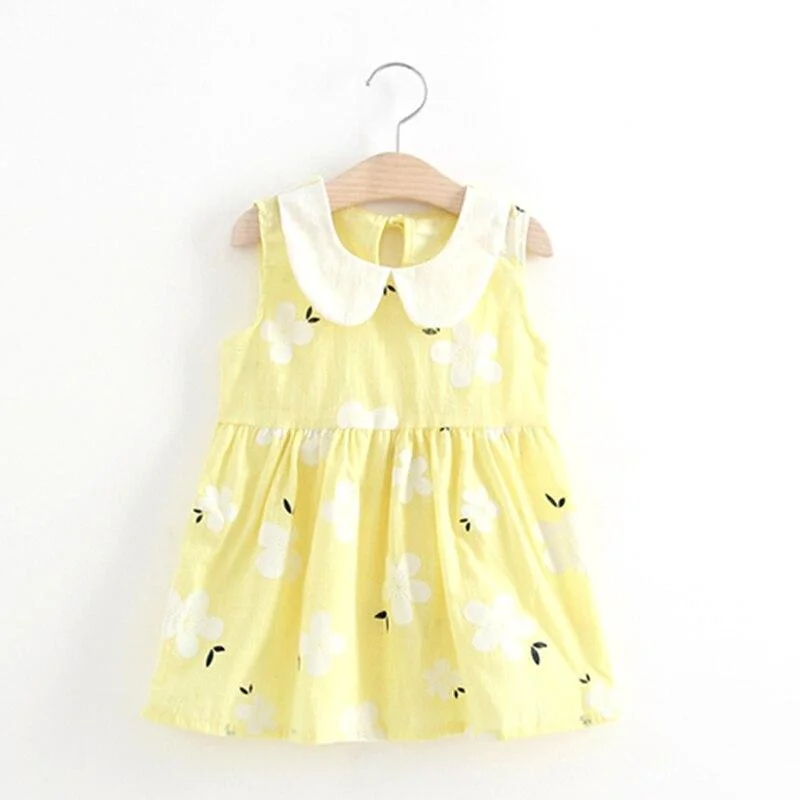 Toddler Baby Summer Dress Girls Sleeveless Flower Print Kids Dresses Cotton Children Princess Dress for Girl Birthday Party