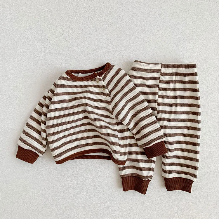 2pcs Baby Toddler Boy/Girl Stripe Sweatshirt and Pants Set