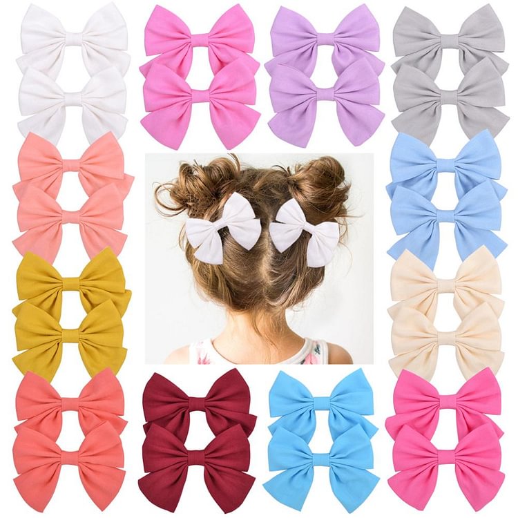 2022 Lovely Baby Girls Print Flower Bohemian Style Bow BB Hair Clips Headwear Children Cute Cotton Hairpins Hair Accessories