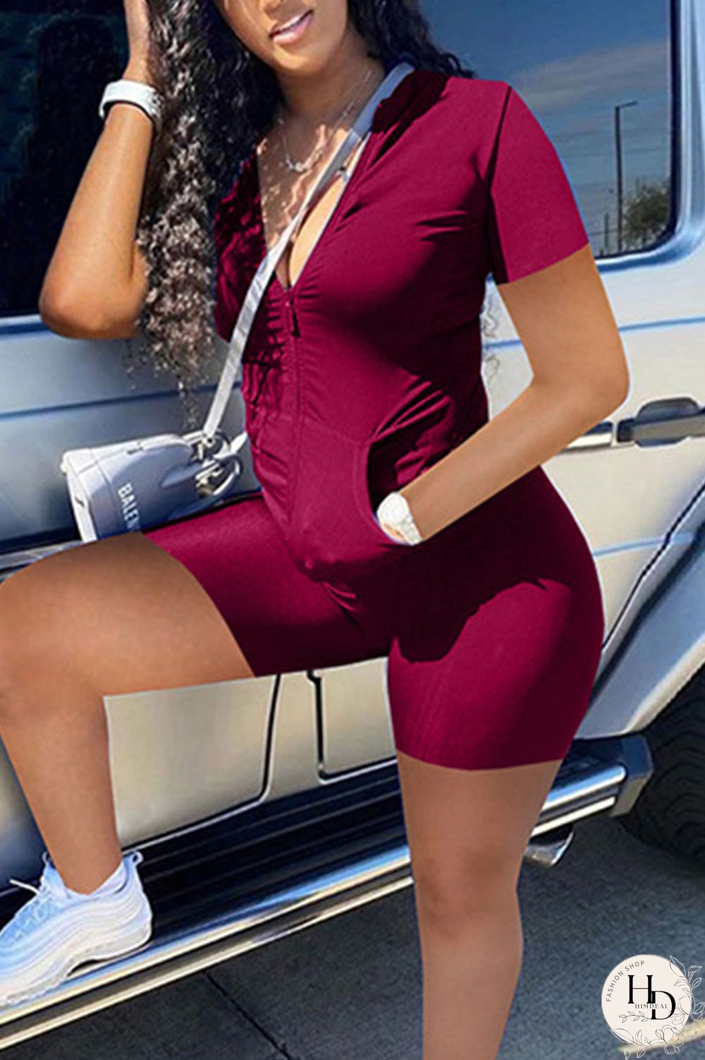 Tibetan Blue Simplicity Solid Split Joint Zipper Half A Turtleneck Short Sleeve Two Pieces