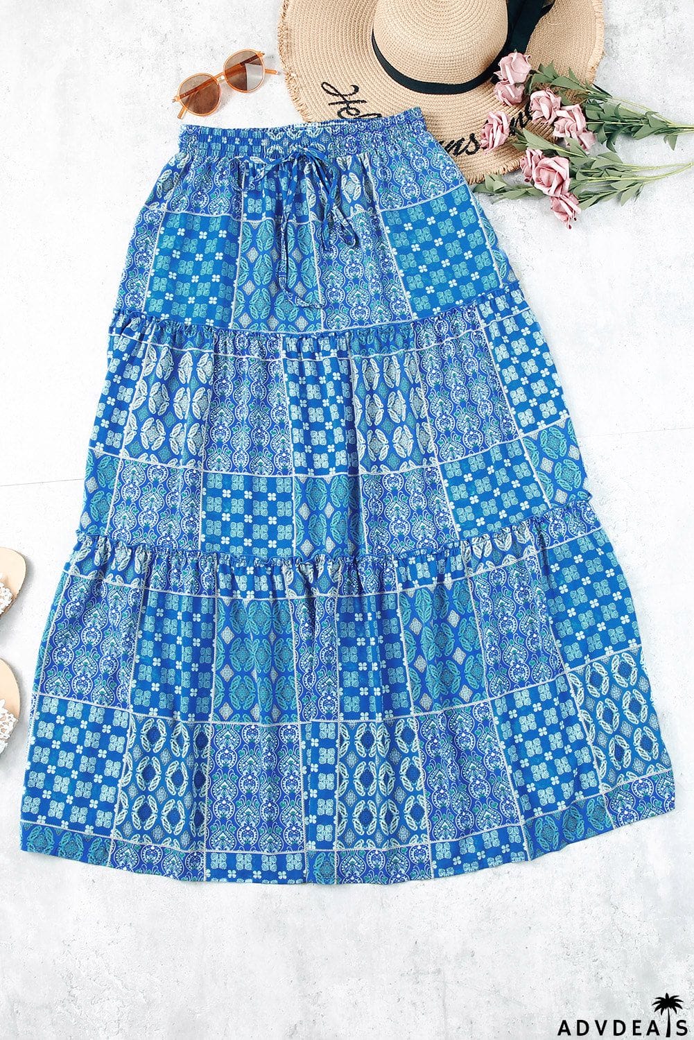 Blue Boho Maxi Skirt