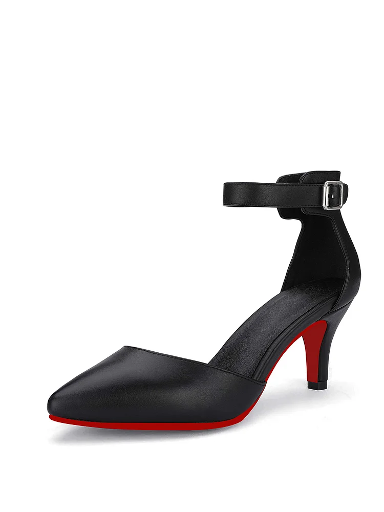 75mm Women's  Kitten Heels Closed Toe Heels Ankle Strap Heeled  Prom Sandals Bride Wedding Bridal Shoes Red Bottom Pumps