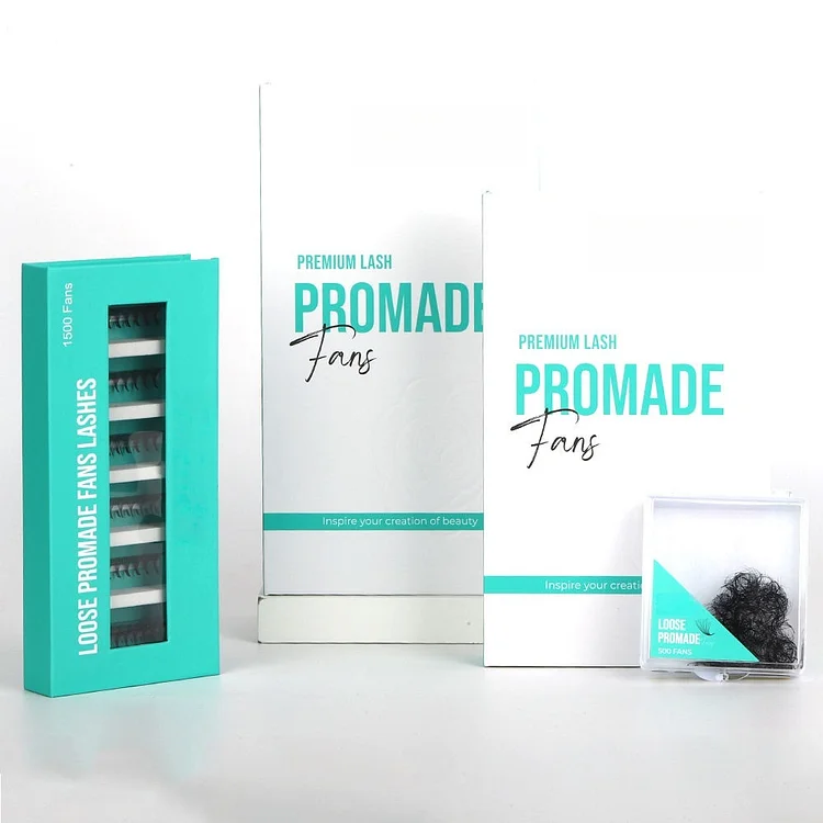 Narrow Point Base Premade Fan Lashes 0.05 / 0.07 Cashmere 3D&ndash;10D Premade Volume Fans, Short Stem, 8&ndash;14mm, 12 Rows