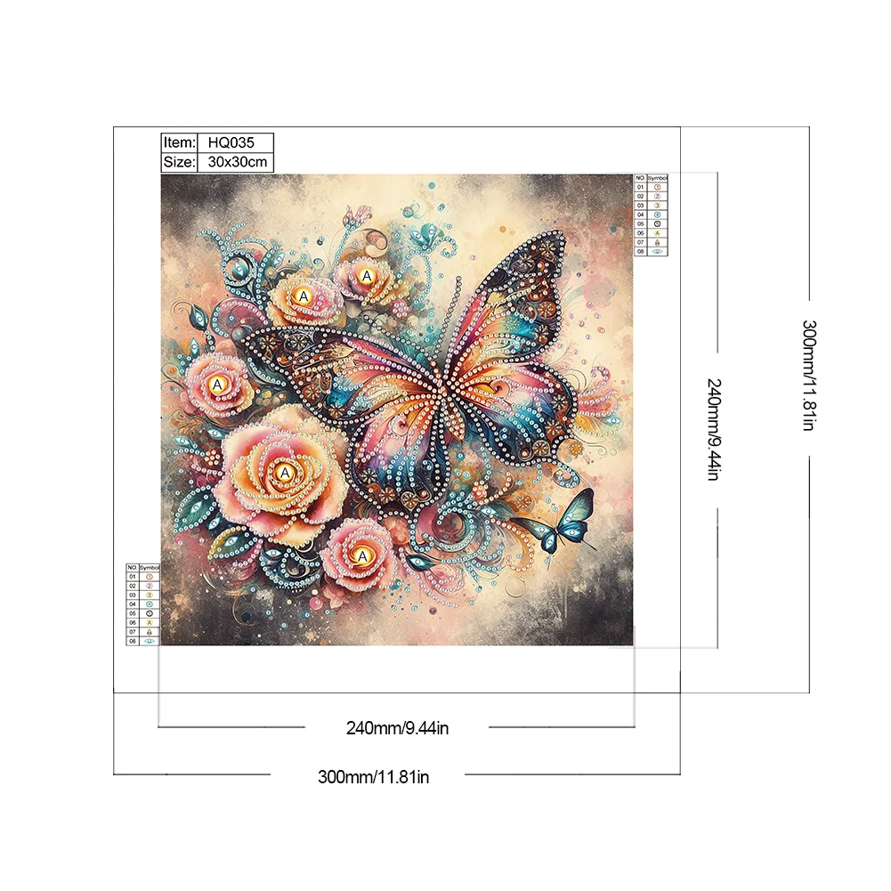 Diamond Painting - Partial Special Shaped Drill - Butterfly(Canvas|30*30cm)