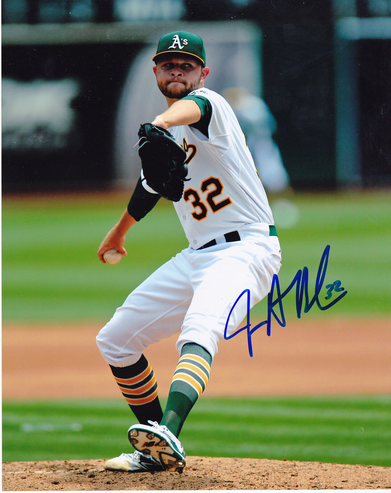 JESSE HAHN OAKLAND A'S ACTION SIGNED 8x10