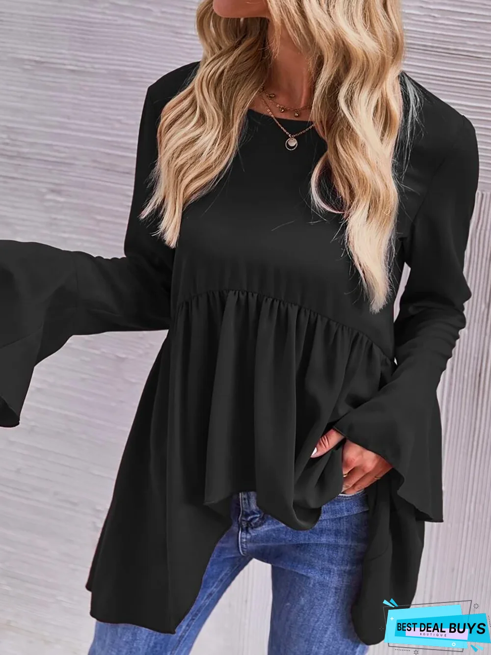 Party Crew Neck Plain Loose Top