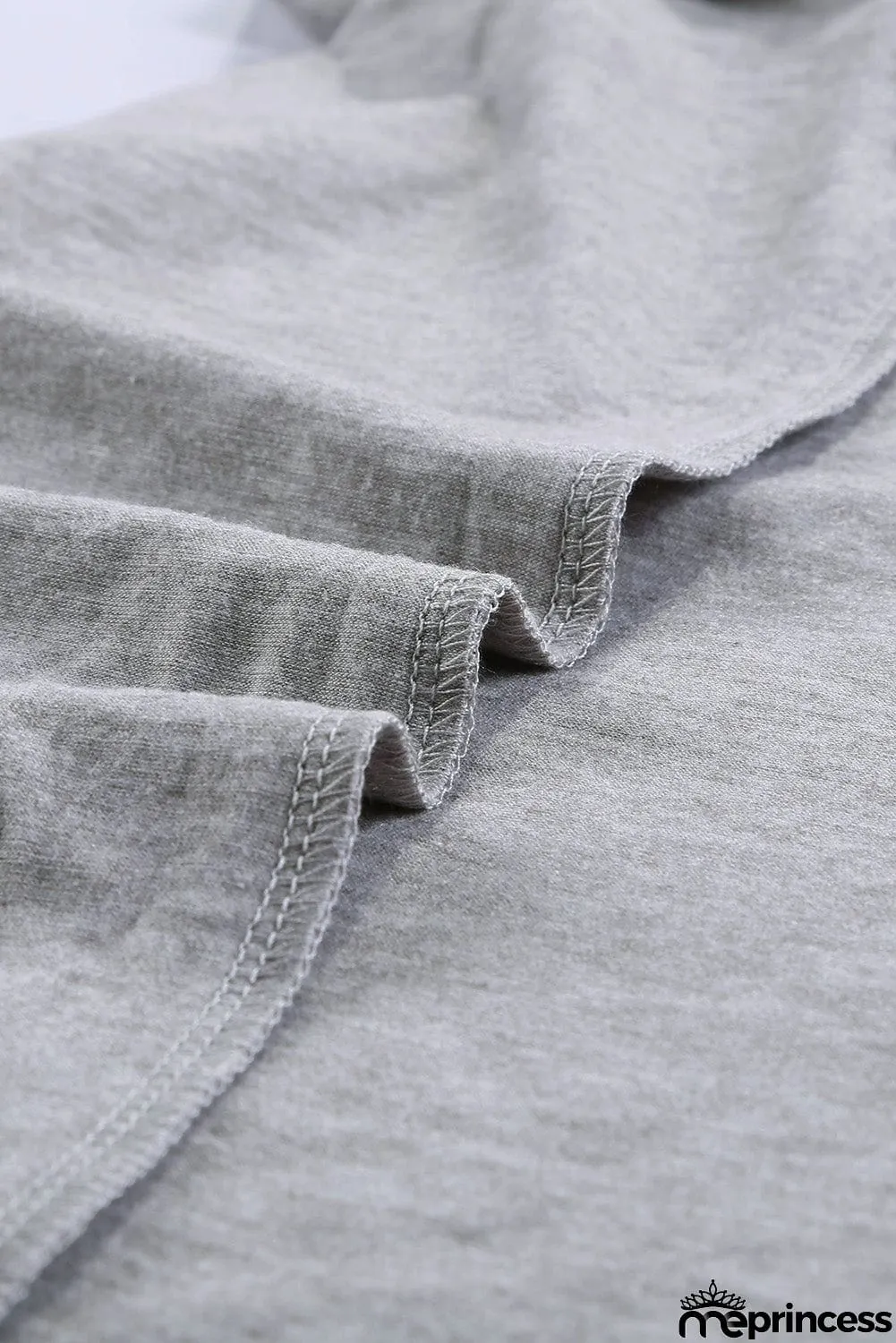 V Neck Stars Print Gray T-shirt