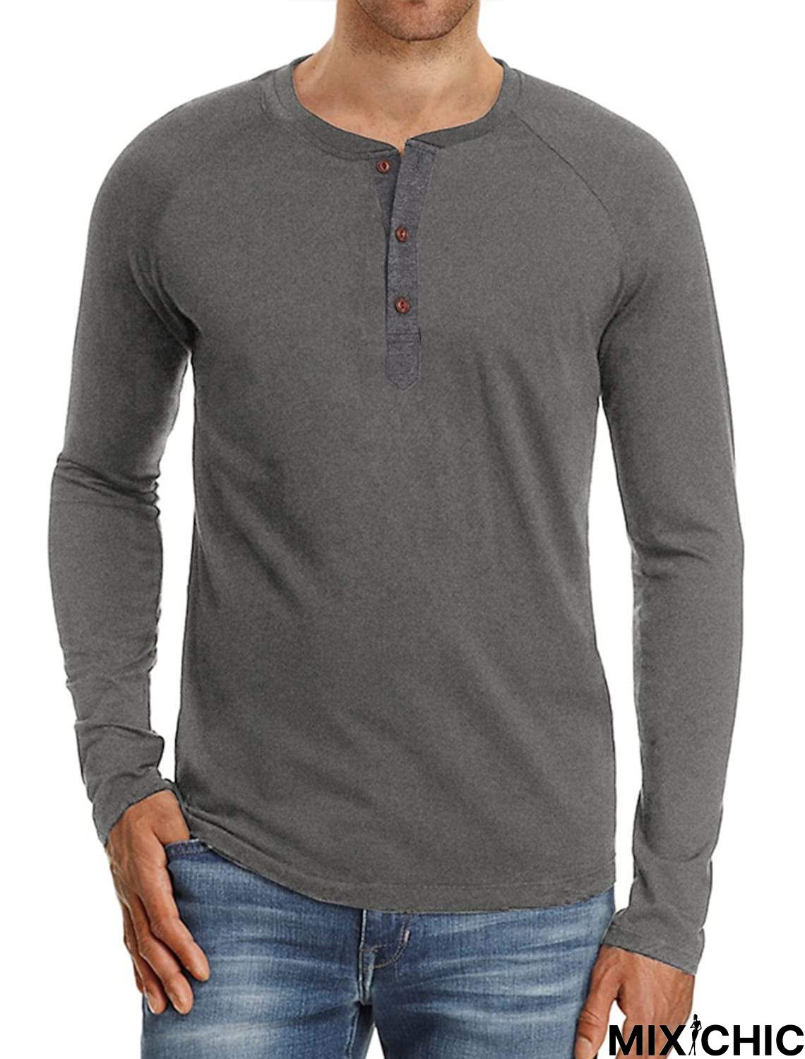 Men's Long Sleeve T-Shirt Solid Color Casual Top Basic Non-Printing Shirt Soft Touch Daily Wear