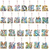 Diamond Painting PET Double Sided Easter Alphabet DIY Diamond Painting Keychain
