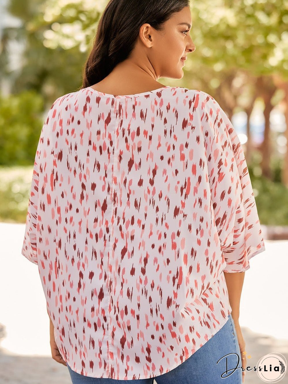 Pink Leopard Print Oversized Dolman Sleeve Plus Size Blouse