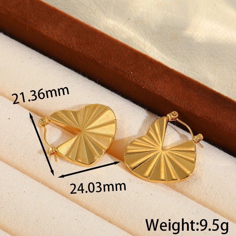 1 Pair Basic Minimalist Heart Shape Plating 304 Stainless Steel 18K Gold Plated Earrings