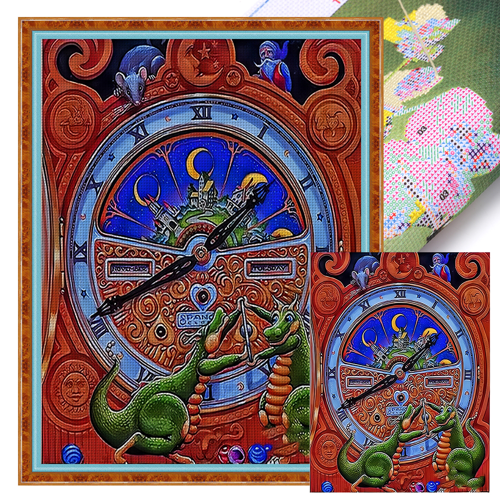 Dragon Et Horloge 11CT(50*65cm) Stamped Cross Stitch gbfke