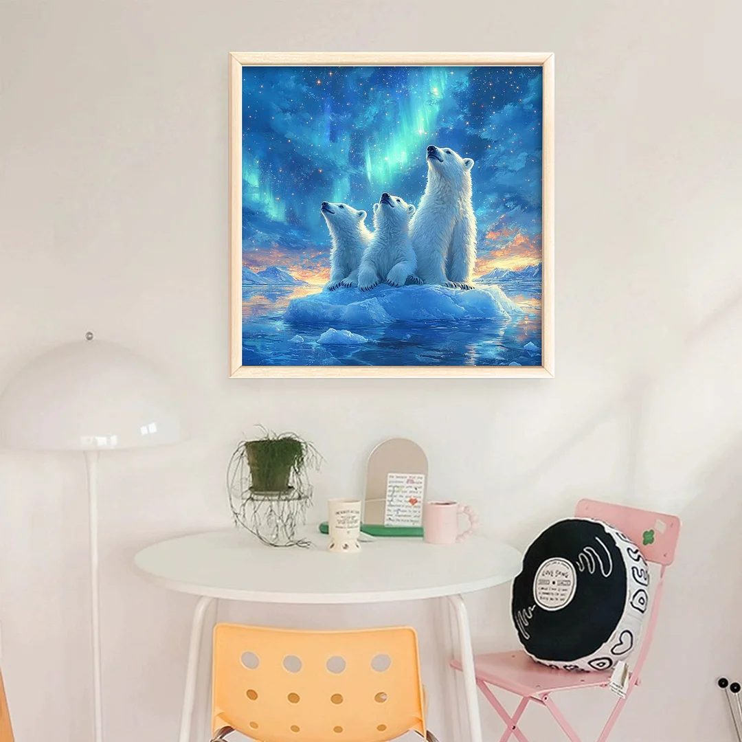 Polar Bear Full 11CT DIY Stamped Cross Stitch Kits for Adults Home Decor 45x45cm