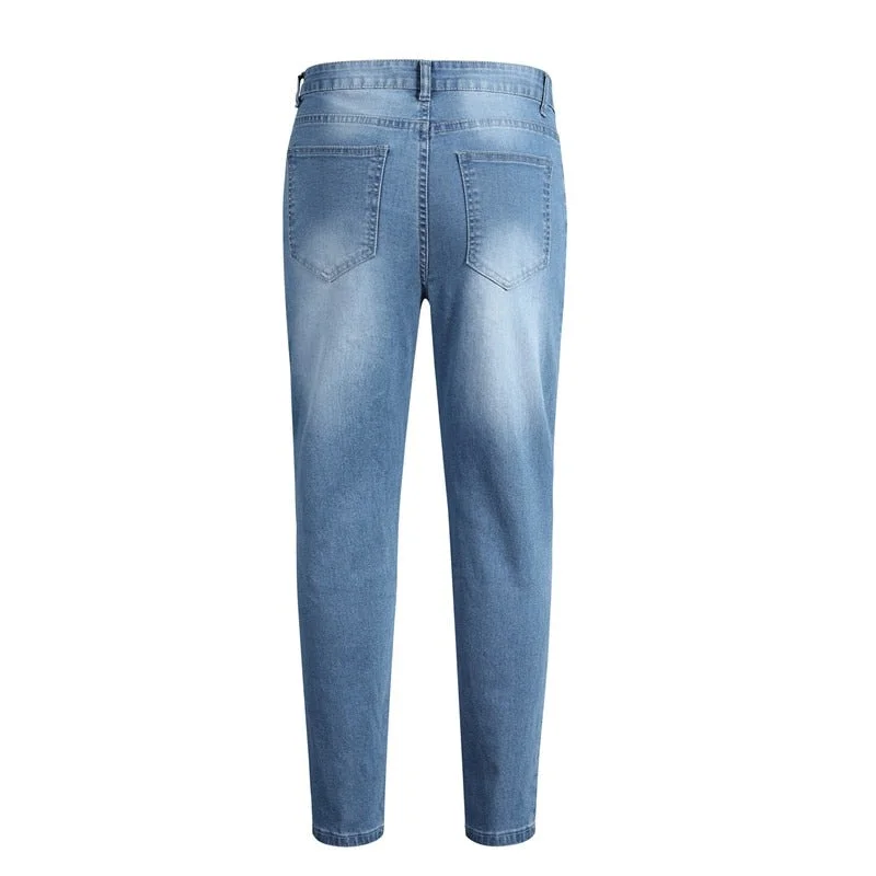 Jeans Men Elastic Waist Skinny Jeans Men 2020 Stretch Ripped Pants Streetwear Mens Denim Jeans Black Blue S-3XL