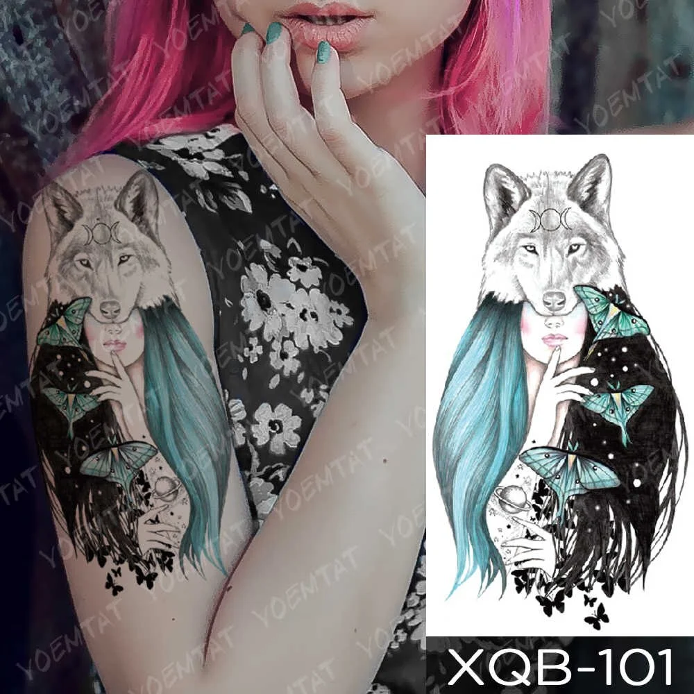 Sdrawing Wolf Tiger Animal Waterproof Temporary Tattoo Sticker Men Arm Leg Tatto Body Art Fake Tatto Water Transfer Tattoos Women