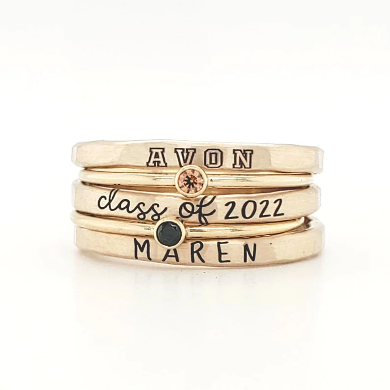 Stackable Class Ring Set Gifts for Daughters Wife Mom Gifts for Friends Gifts for Family and Friends