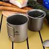450ml Titanium Cup with Foldable Handles Lightweight Water Cup for Backpacking Camping Fishing