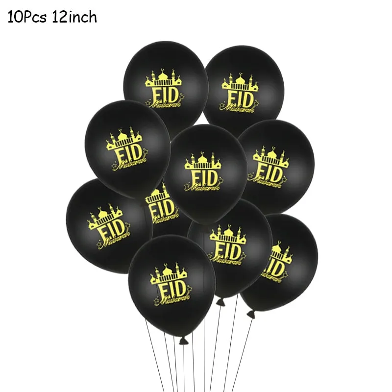 10Pcs EID MUBARAK Balloons Decor Ramadan And Eid Decoration Muslim Hijab Islamic Decor Muslim Ramadan Mubarak Party Supplies