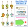 9PCS Diamond Painting Double Sided Forest Dinosaur Keyring for Adult Kid Handbag Decor