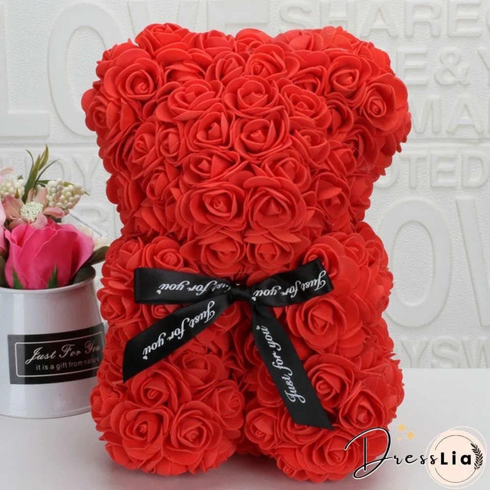 Romantic Valentine's DayCreative Eternal Flower Rose Bear Christmas Gift Rose Bear Hug Bear