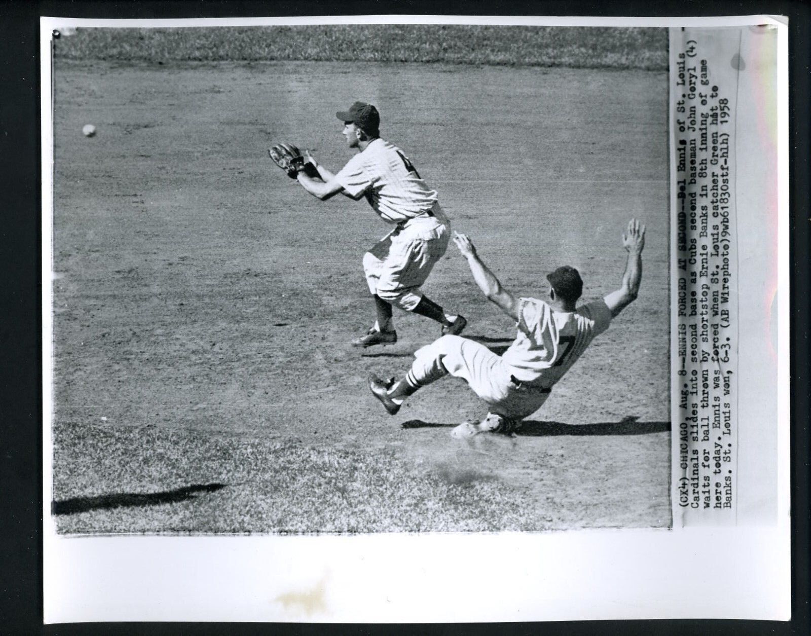 John Goryl & Del Ennis 1958 Press Photo Poster painting Chicago Cubs St. Louis Cardinals