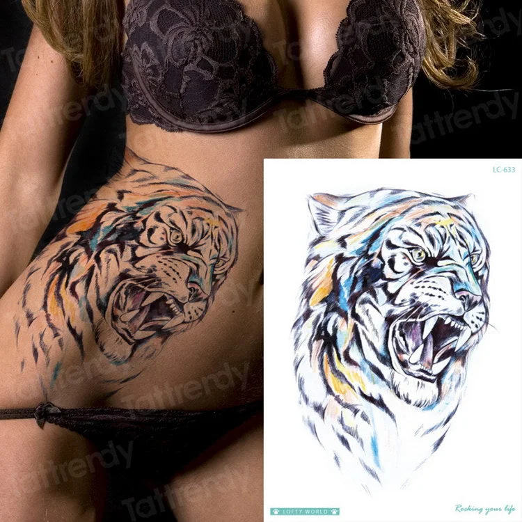Tiger Skull Leopard dragon Waterproof Temporary Tattoo Sticker Wolf Animals Tattoos Body Art Arm Hand men Fake Tatoo Big Sexy