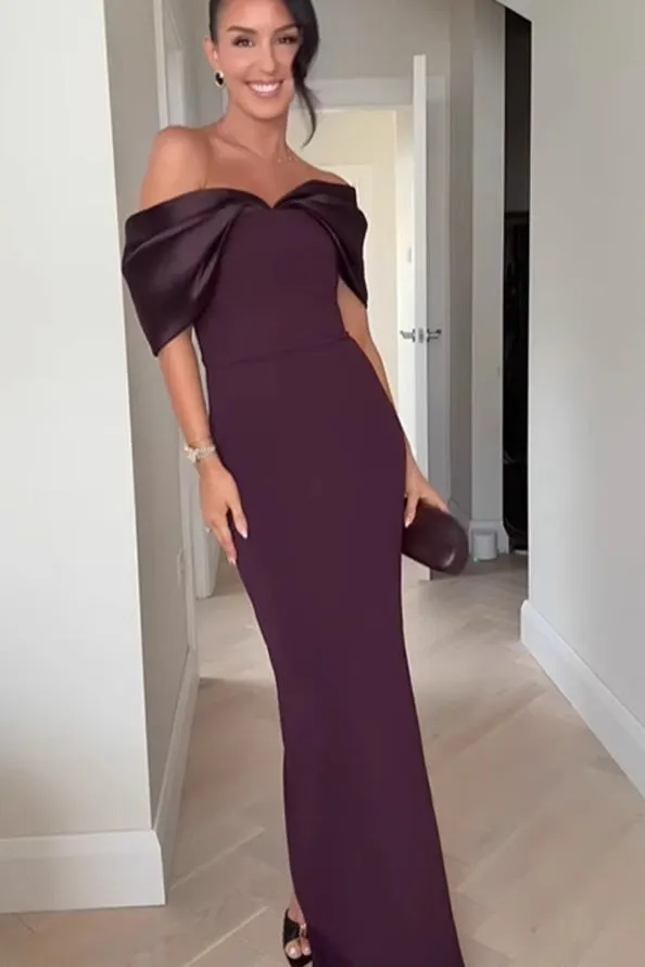 Off-Shoulder Slim Fitted Maxi Party Dress