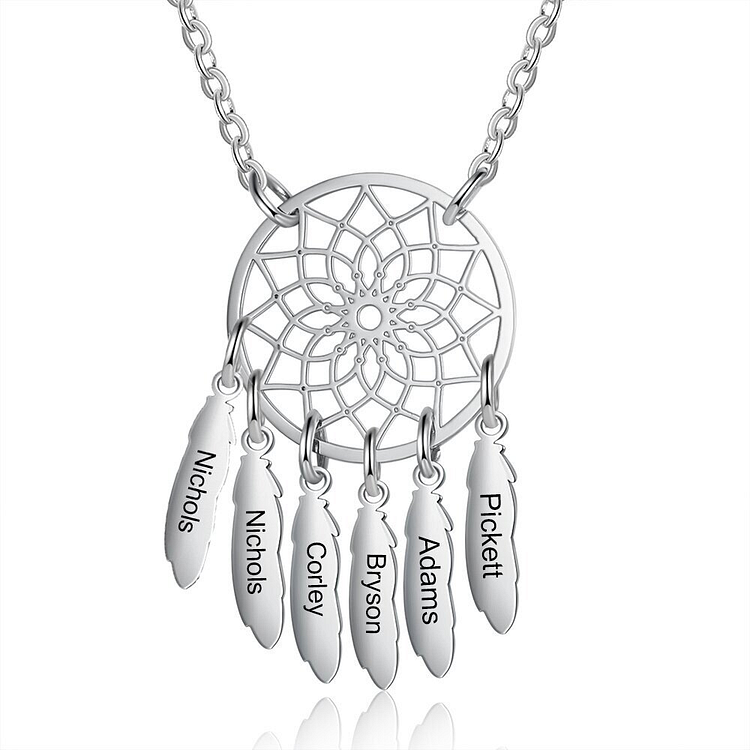 Personalized Dream Catcher Necklace With 6 Names