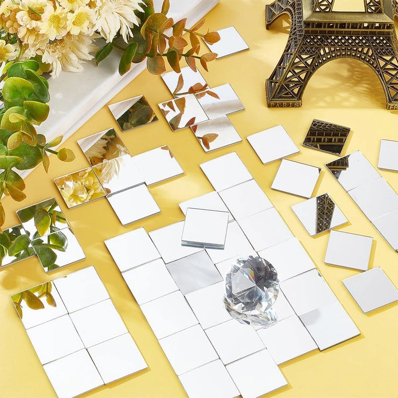 100 PCs Mini Square Mosaic Wall Stickers Acrylic Mirror Decoration DIY Self-Adhesive Bedroom Living Room Stickers