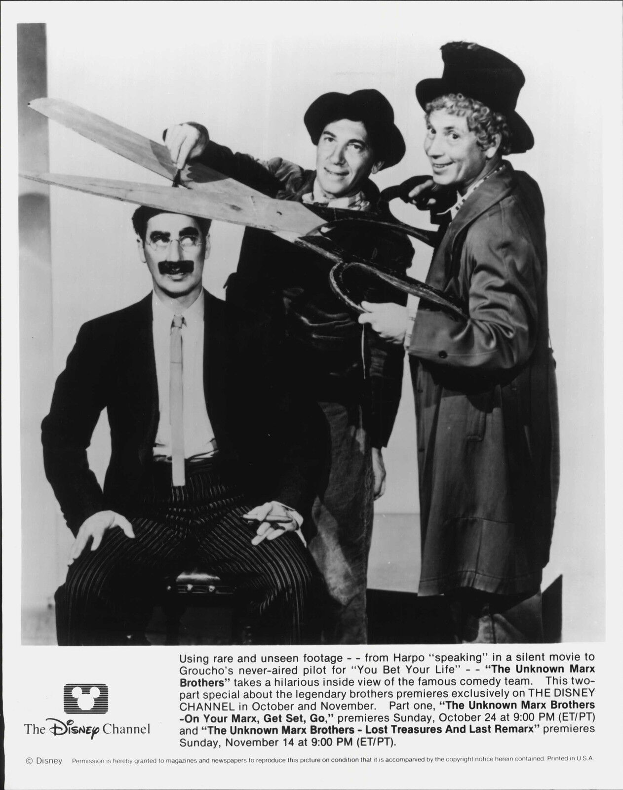 Disney Channel The Unknown Marx Brothers Documentary Press Photo Poster painting